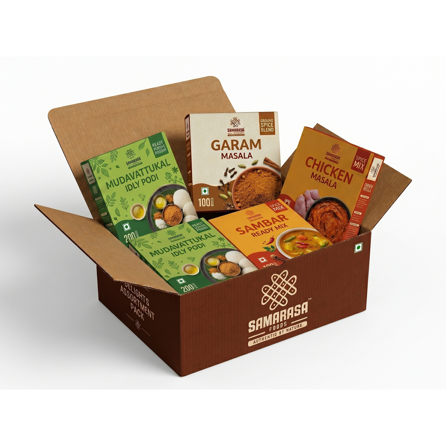Samarasa Masala Lovers Box (Garam, Biryani, Chicken, Mutton, Fish Fry, Channa – Any 3)